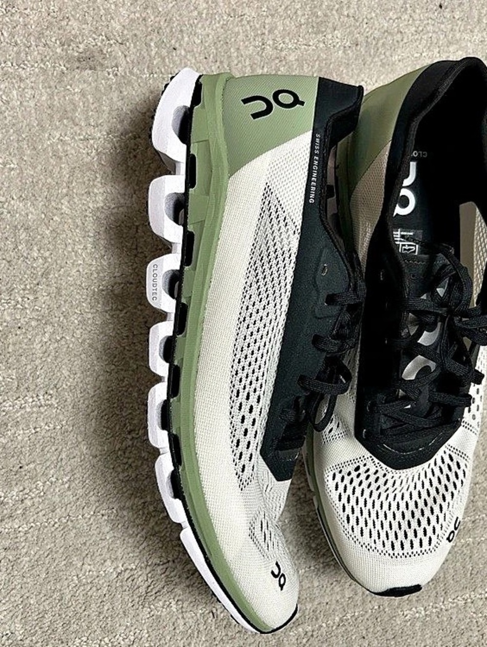 On Cloudboom Max Athletic Shoes in Green & White